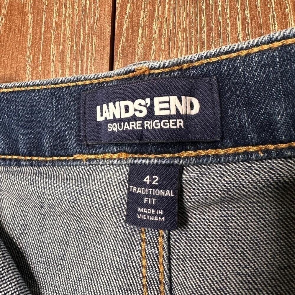 Lands End Square Rigger Traditional Fit Mens Jeans Blue Denim 42x32 Straight Leg - Picture 4 of 7